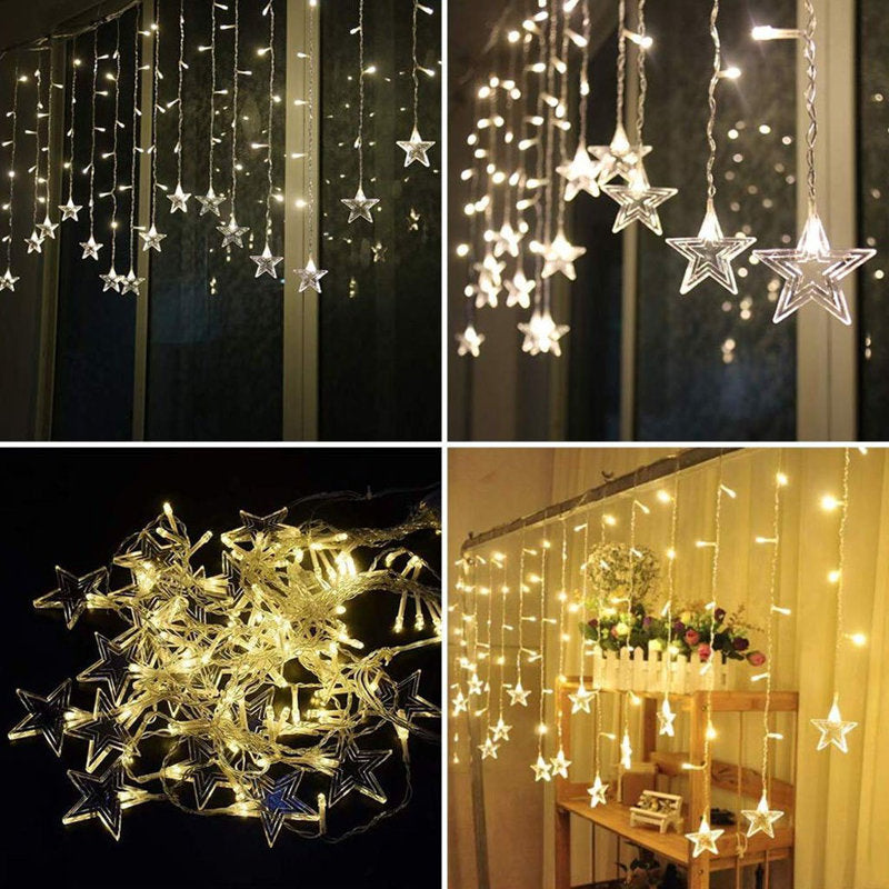 11.5ft Star String Lights - 96 LED Waterproof Curtain Lights for Decor
