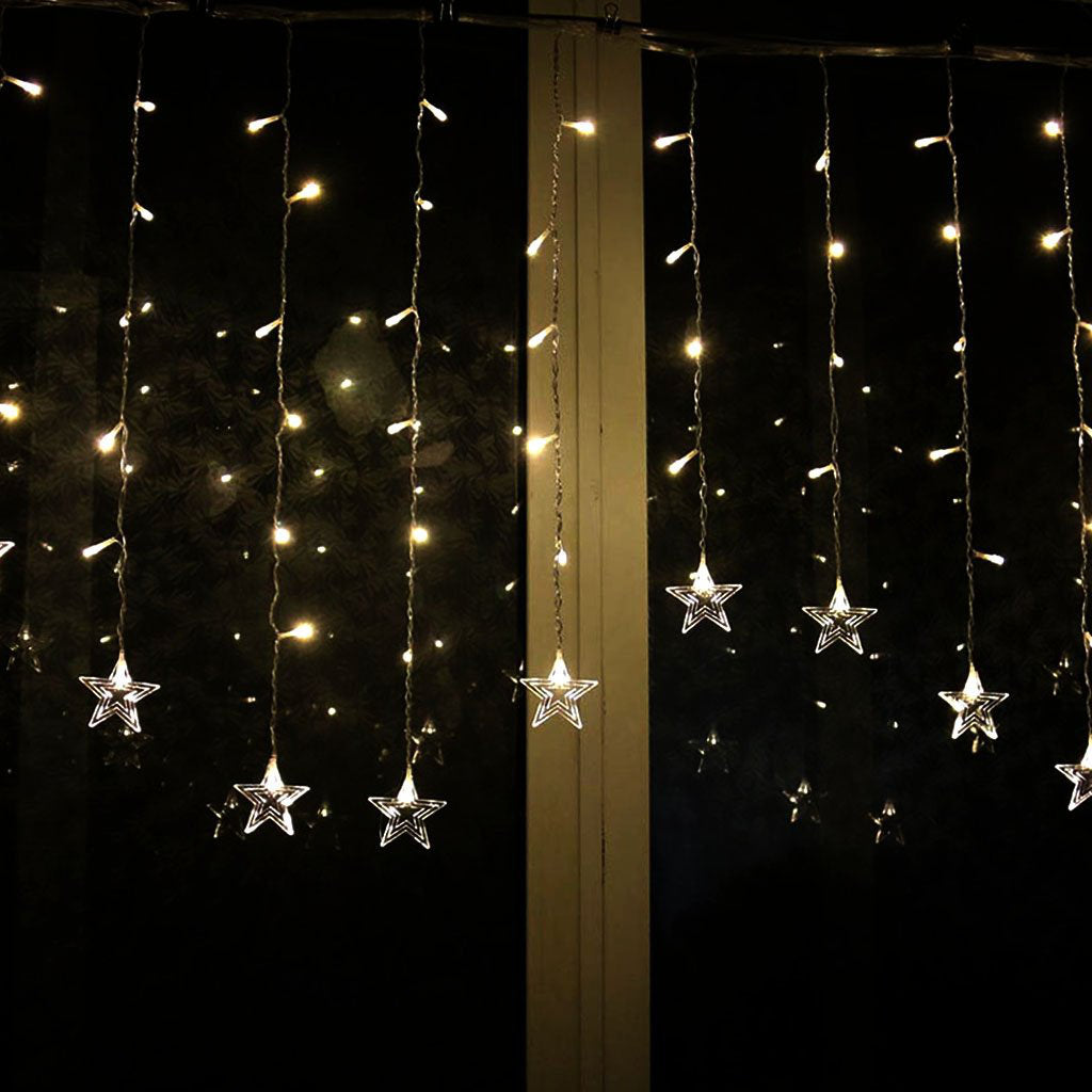 11.5ft Star String Lights - 96 LED Waterproof Curtain Lights for Decor