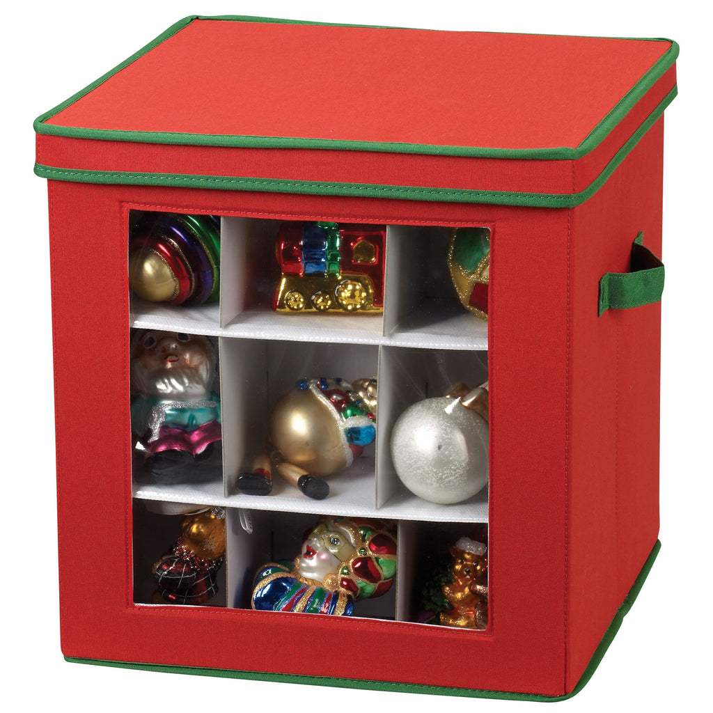 27-Piece Canvas Ornament Storage Box with Adjustable Dividers