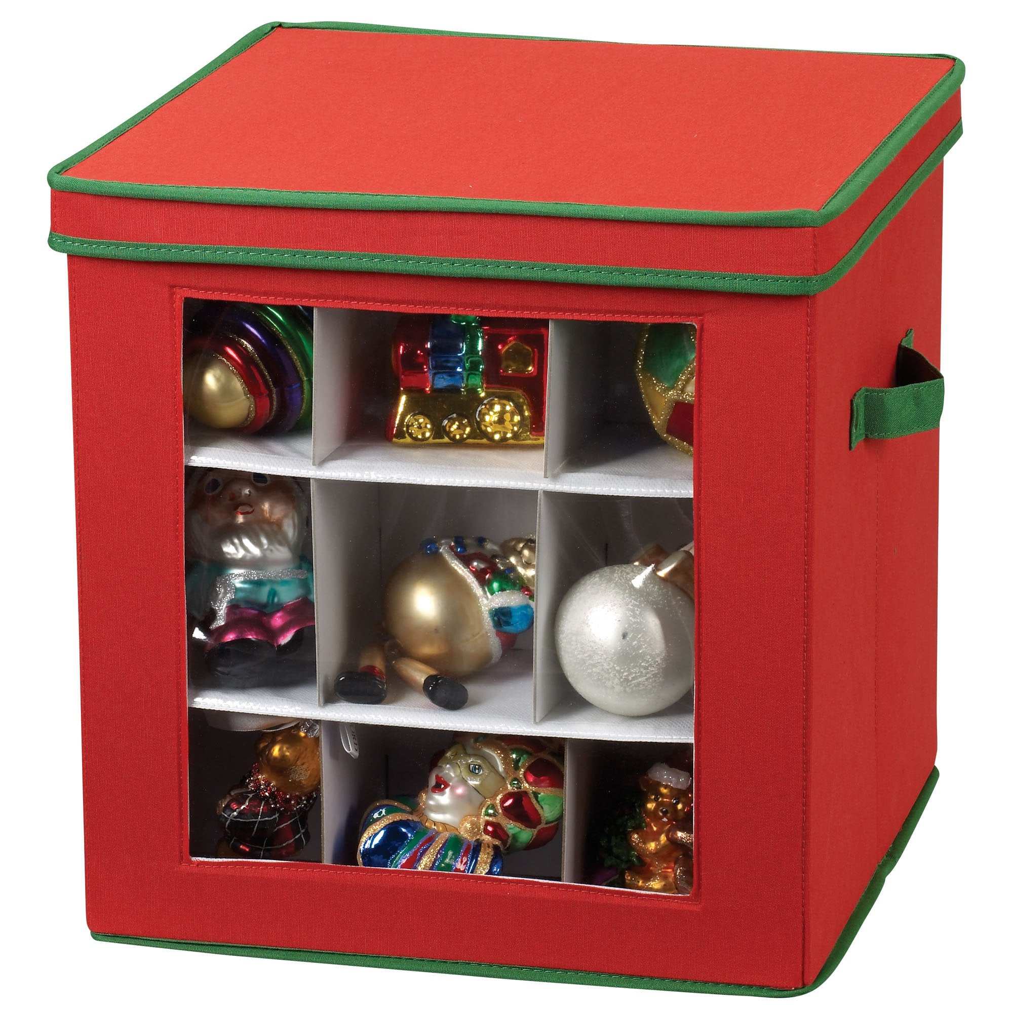 27-Piece Canvas Ornament Storage Box with Adjustable Dividers