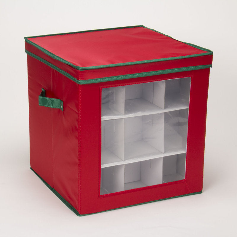 27-Piece Canvas Ornament Storage Box with Adjustable Dividers