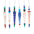 12-Piece Glass Finial Christmas Ornament Set - Blue & Amber Decor
