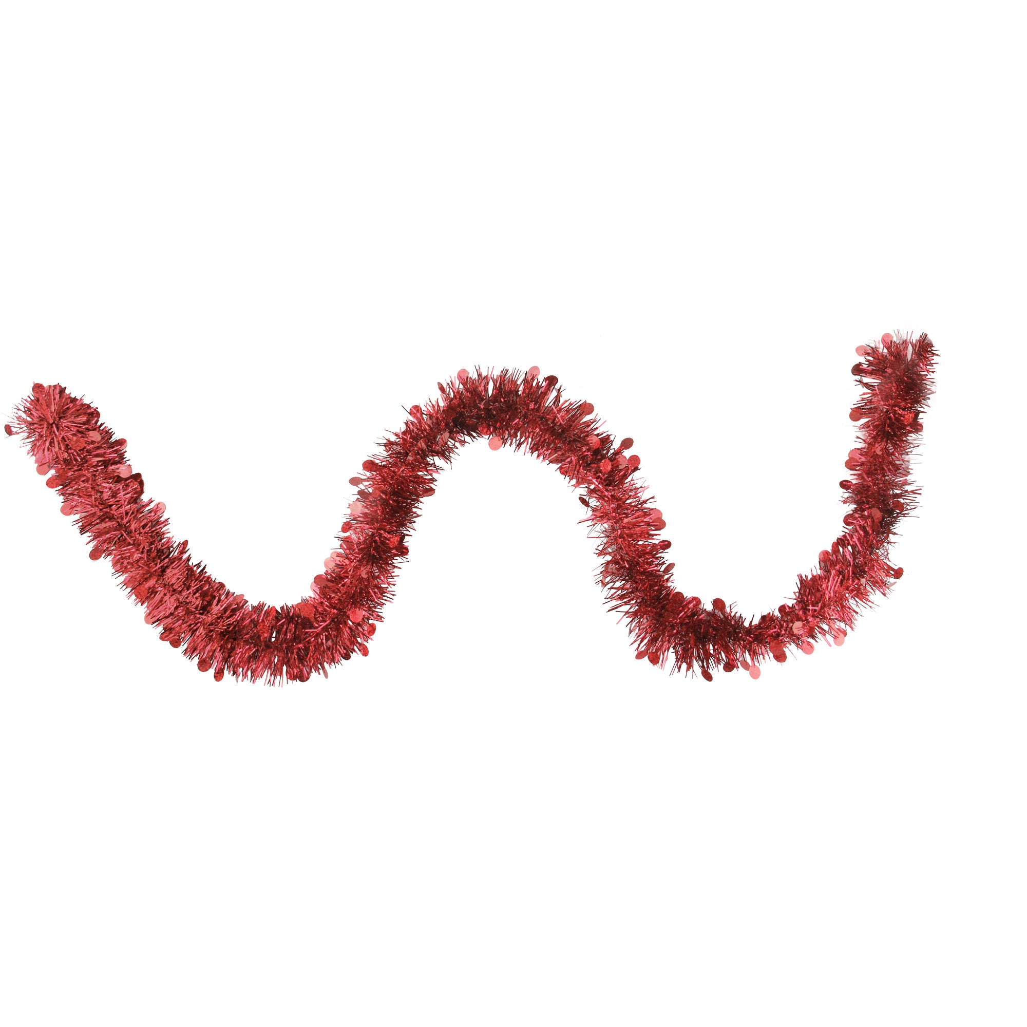 50ft Red Tinsel Christmas Garland with Polka Dots for Holiday Decor