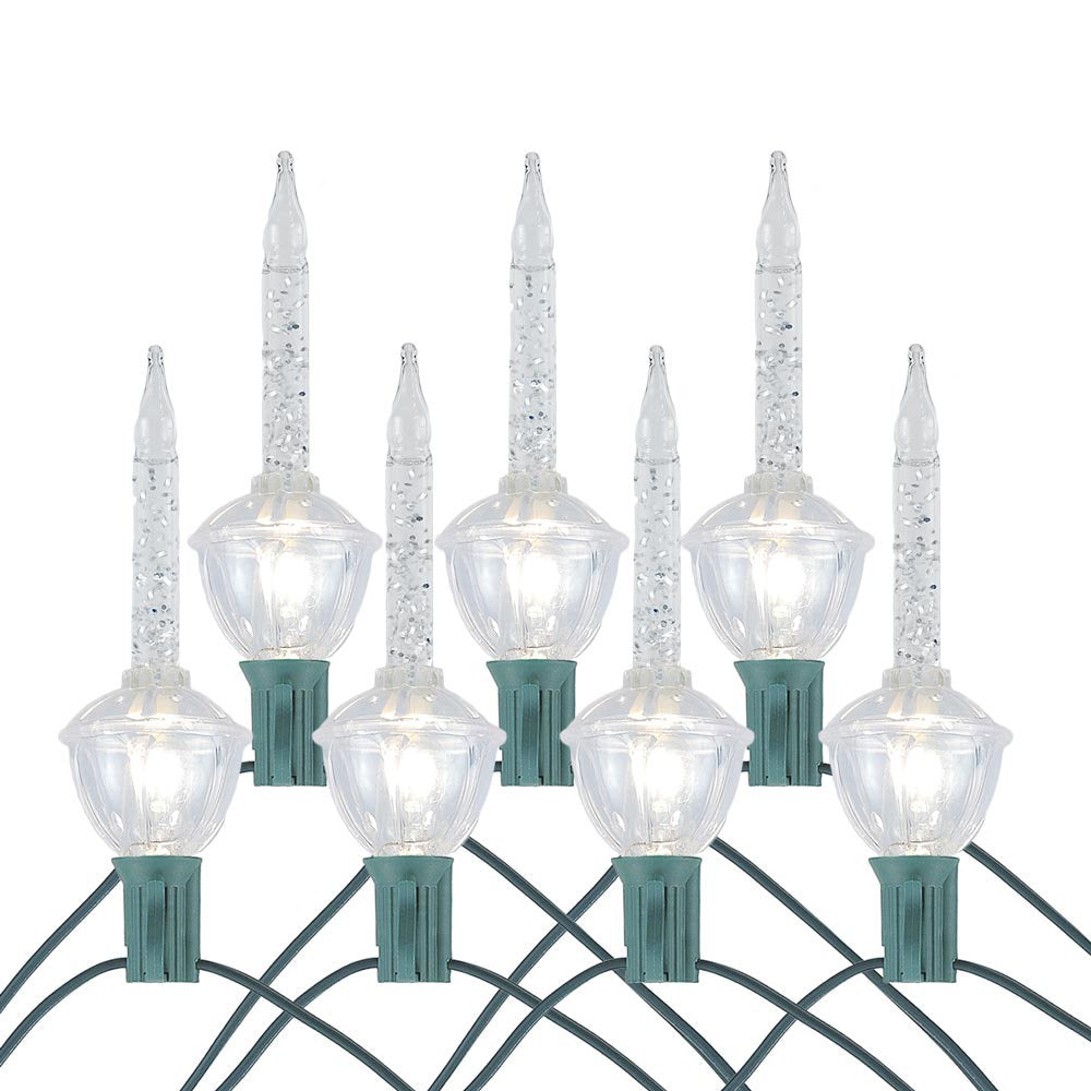 Traditional Christmas Bubble Lights - 7-Light Glitter String Set