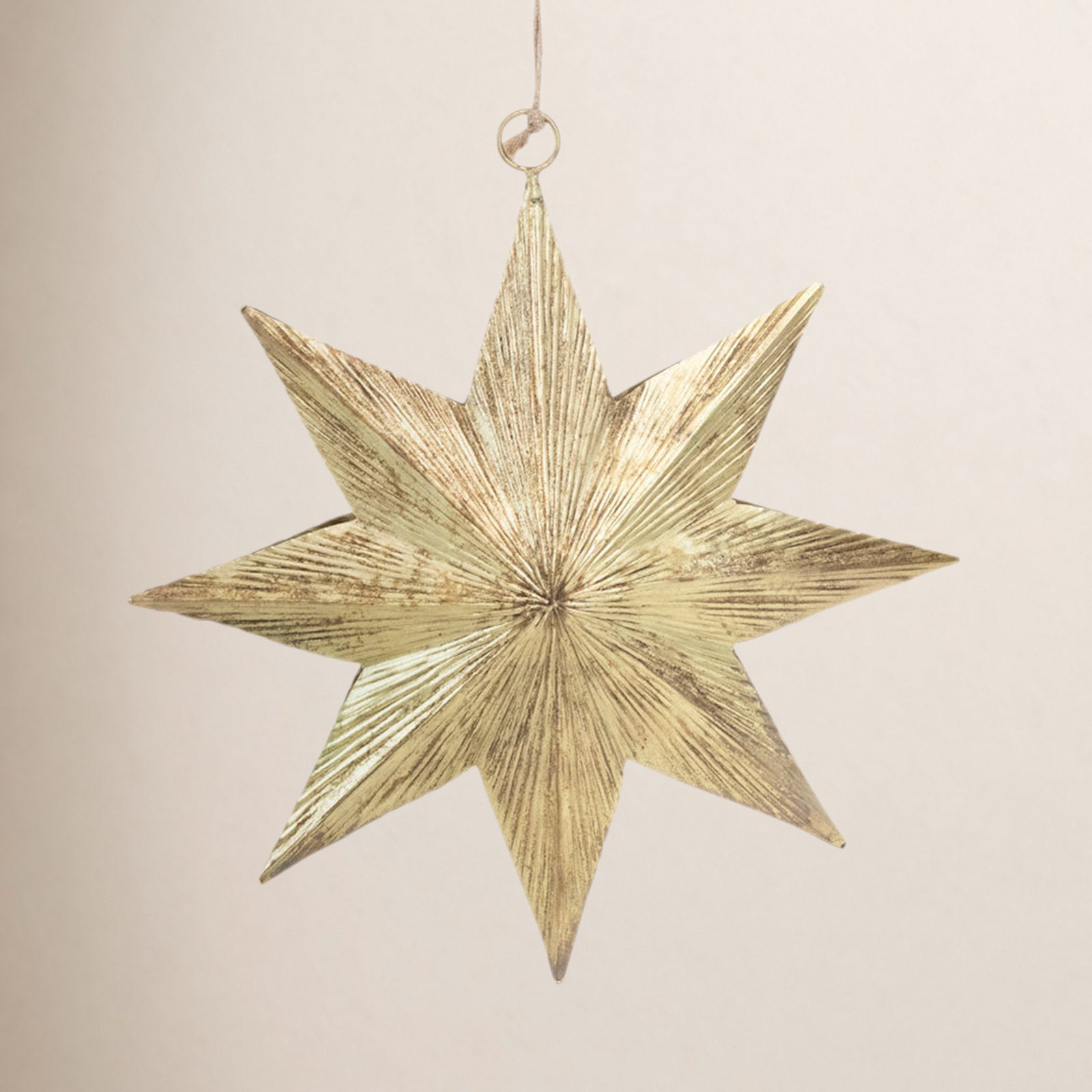 8" Metal Star Ornament - Antique Brass Astrology Holiday Decor