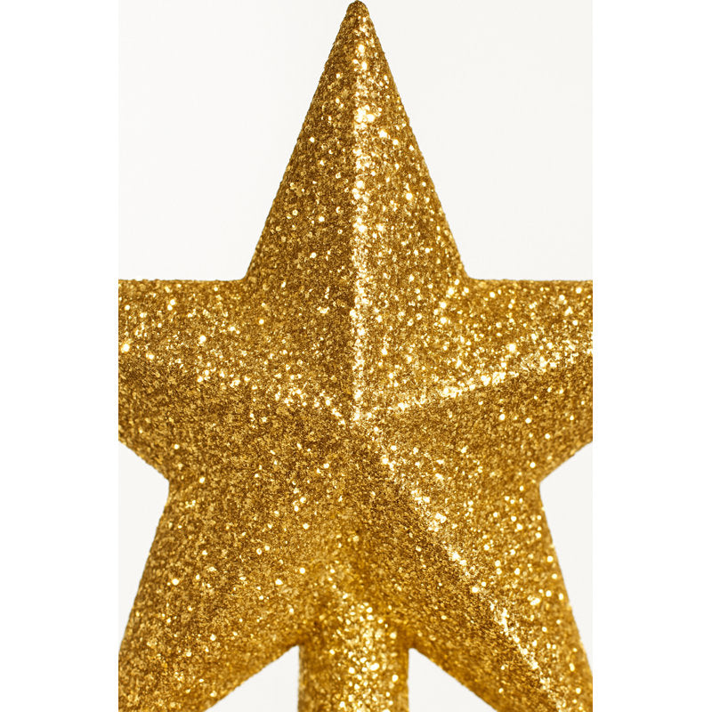 9-Inch Gold Star Tree Topper - Shatterproof Glitter Christmas Decor