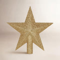 9-Inch Gold Star Tree Topper - Shatterproof Glitter Christmas Decor