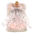 Fiber Optic Angel Tree Topper - White & Silver Lighted Christmas Decor