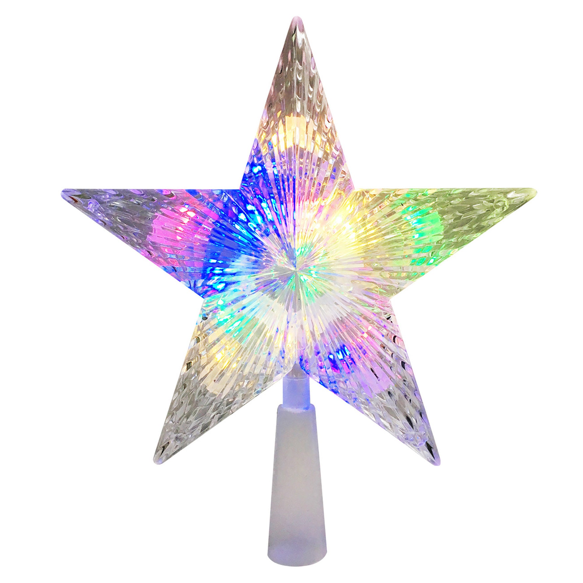 Battery Operated LED Pentagram Star Tree Topper - Multi-Color Decor