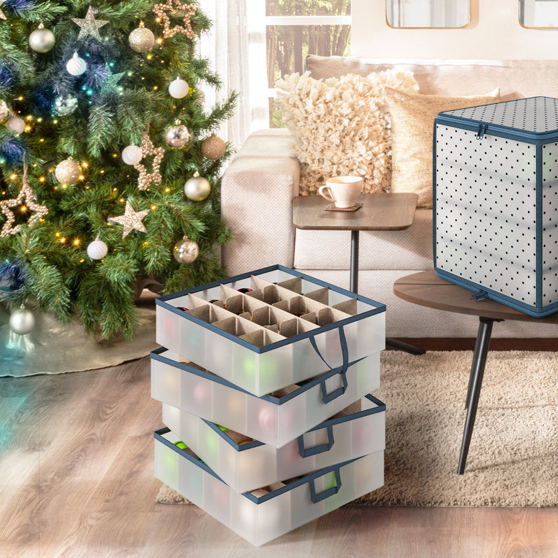 Christmas Ornament Storage Box Set - Adjustable Holiday Decor Organizer