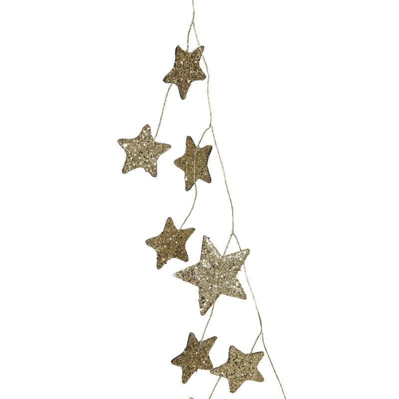 Gold Glitter Star Garland - 72" Paper Hanging Decor for Holidays