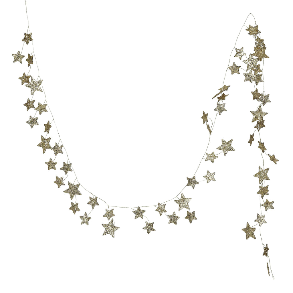 Gold Glitter Star Garland - 72" Paper Hanging Decor for Holidays