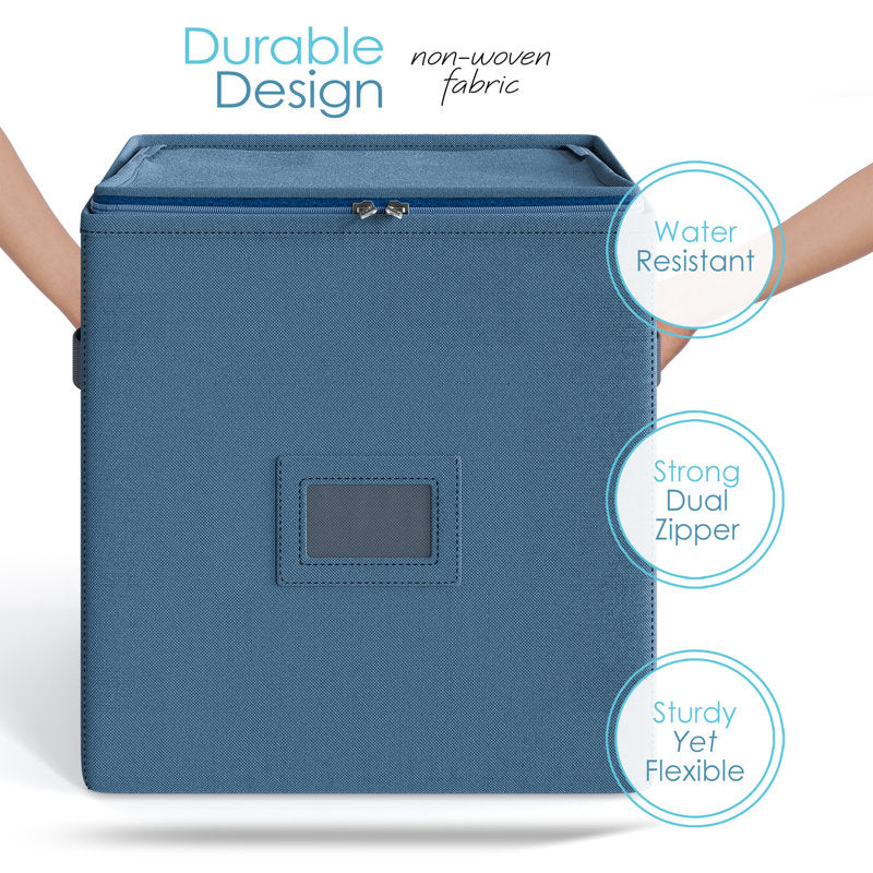 Fabric Ornament Storage Box with Adjustable Dividers - Holiday Decor
