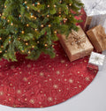72-Inch Burgundy Floral Christmas Tree Skirt - Holiday Decor