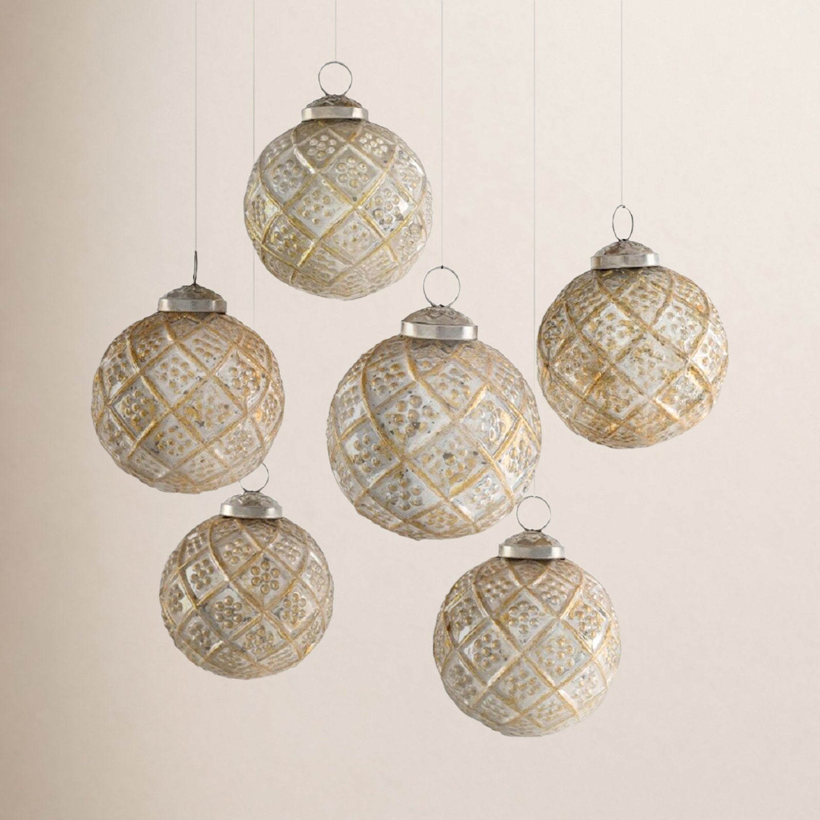Glass Ball Christmas Ornaments - Set of 6 Shiny Holiday Tree Decor