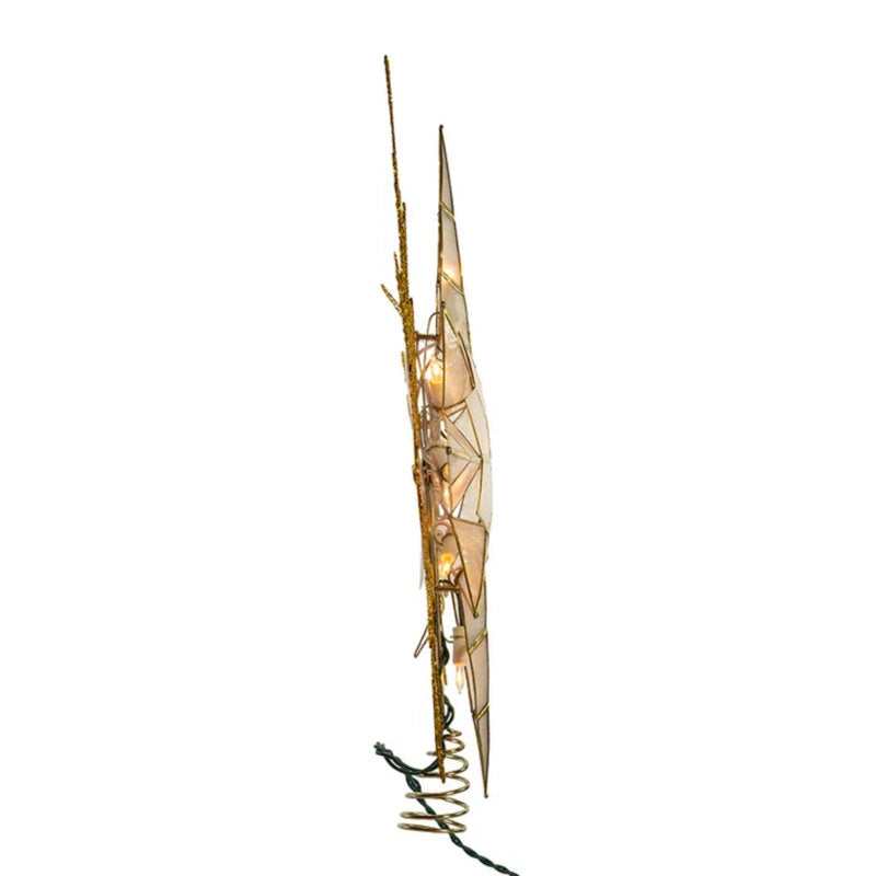 14" LED Bethlehem Star Tree Topper - Gold Capiz Glitter Holiday Decor