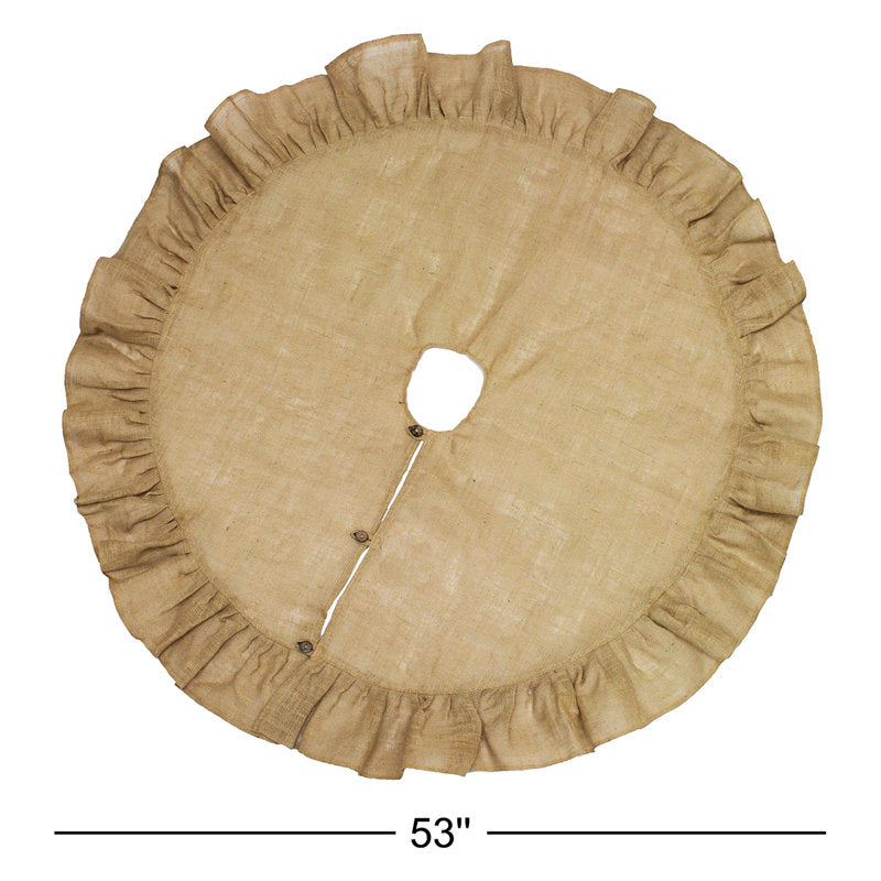 Burlap Christmas Tree Skirt - Ruffled Jute Coastal Farmhouse Decor