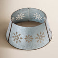 Pre-Lit Metal Christmas Tree Collar - Galvanized Silver Snowflake